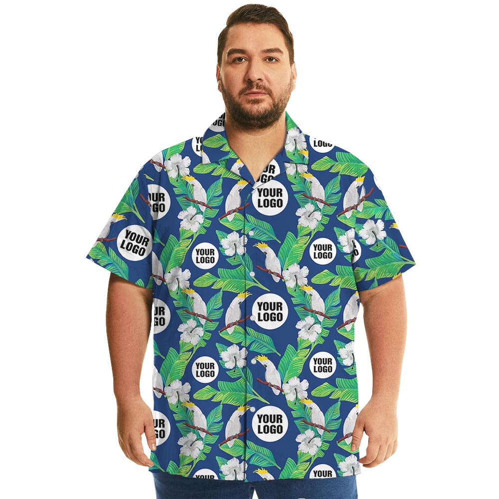 Plus Size Blue Parrot Hawaii Shirts Custom Logo With Preview