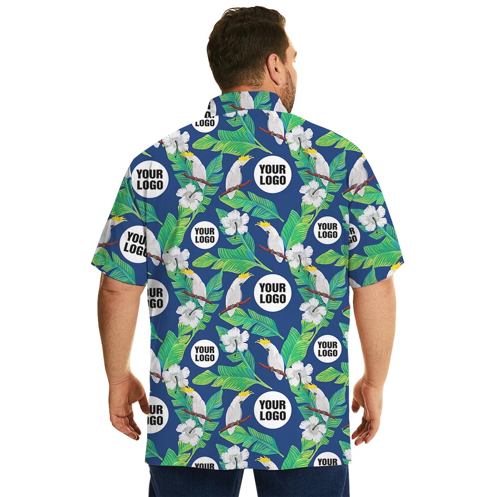 Plus Size Blue Parrot Hawaii Shirts Custom Logo With Preview