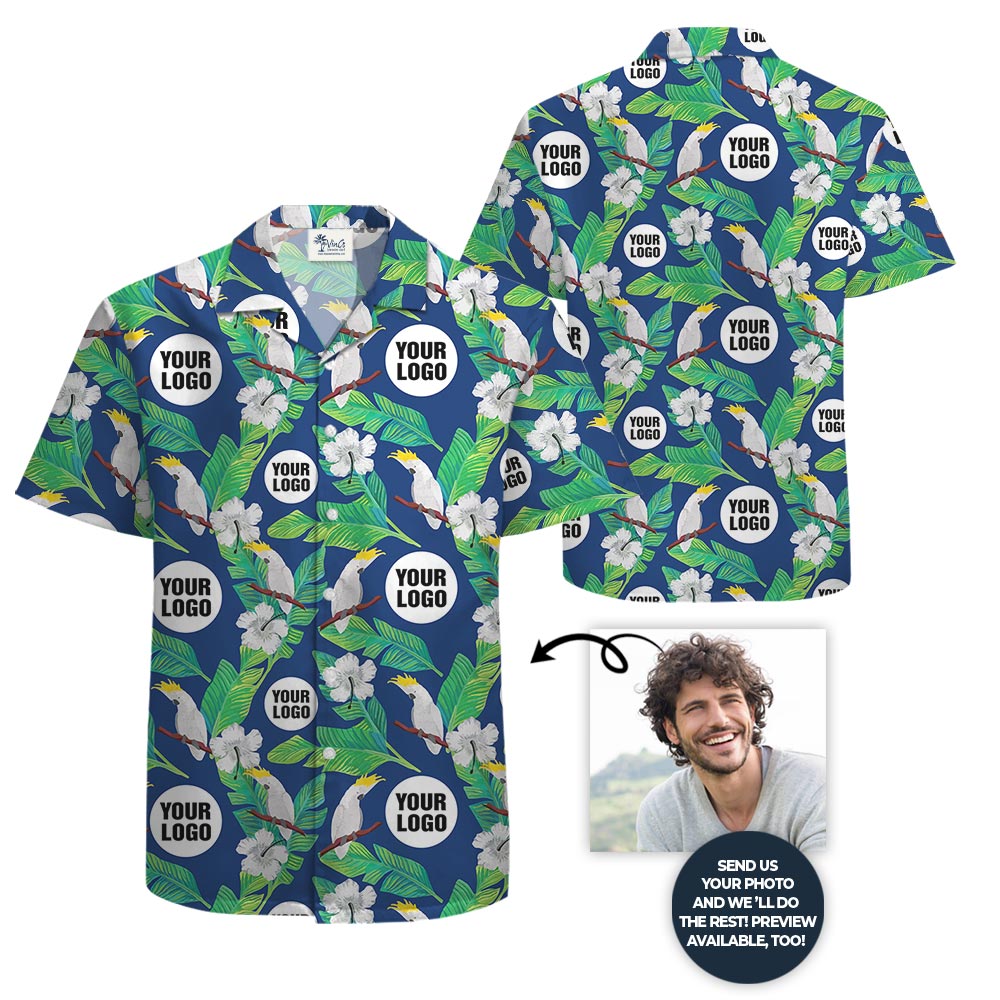 Plus Size Blue Parrot Hawaii Shirts Custom Logo With Preview