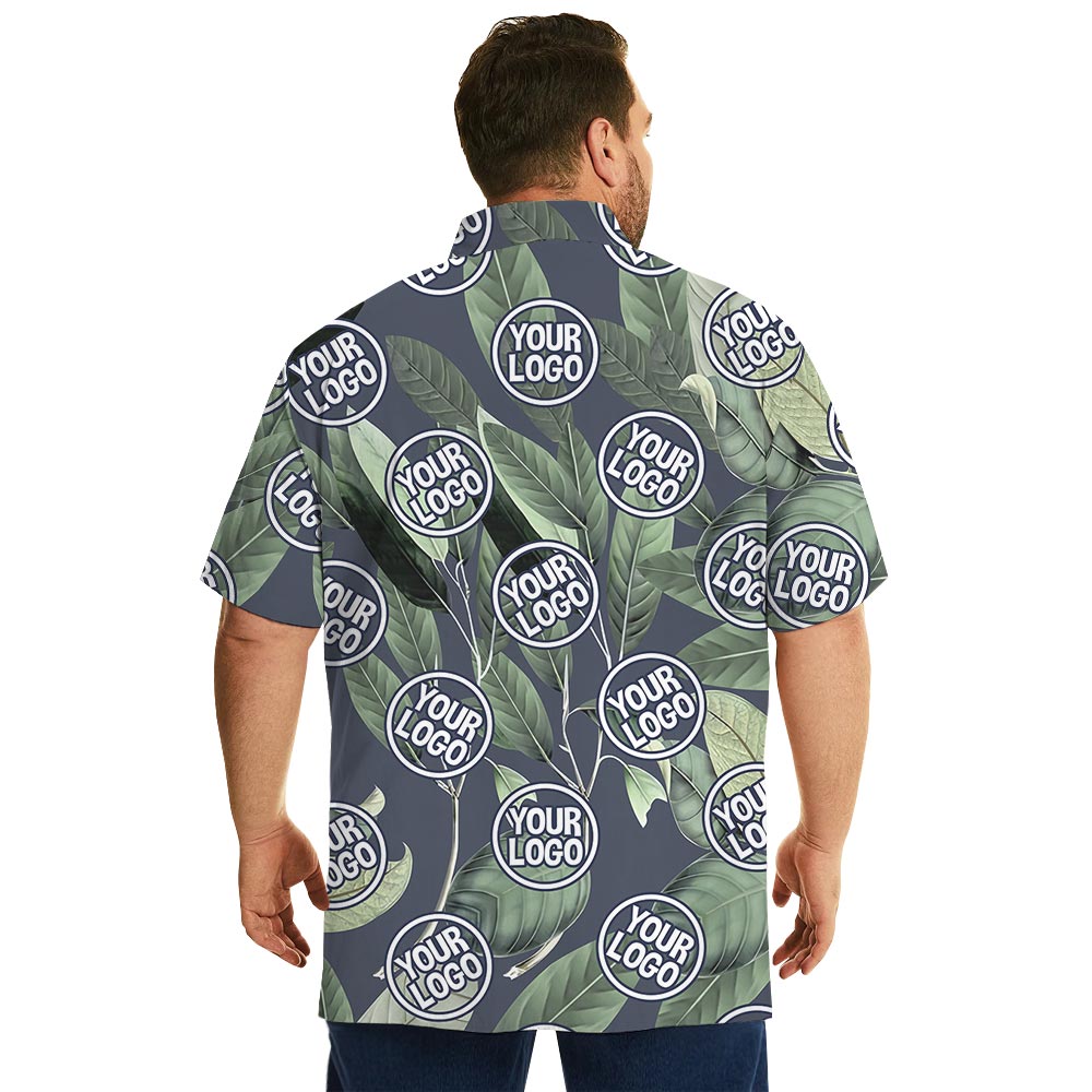 Tropical Leaves Plus Size Aloha Shirt Custom Logo