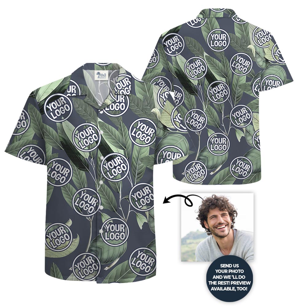 Tropical Leaves Plus Size Aloha Shirt Custom Logo