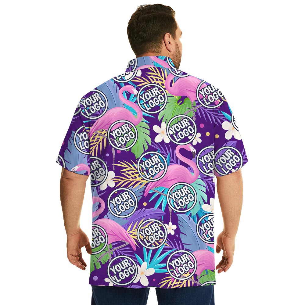 Custom Logo Purple Flamingo Plus Size Aloha Shirt