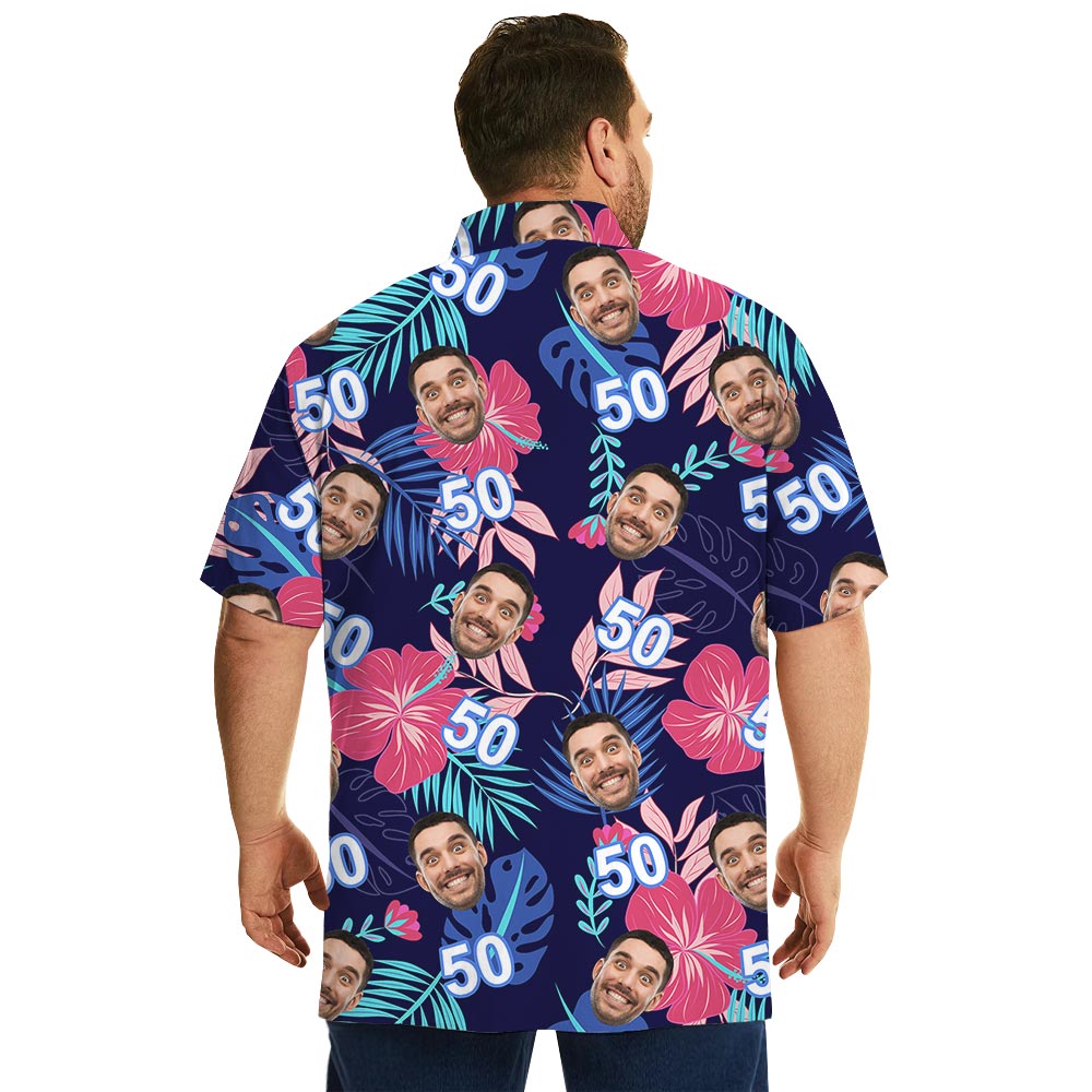 Personalized Birthday Tropical Shirt With Face And Age