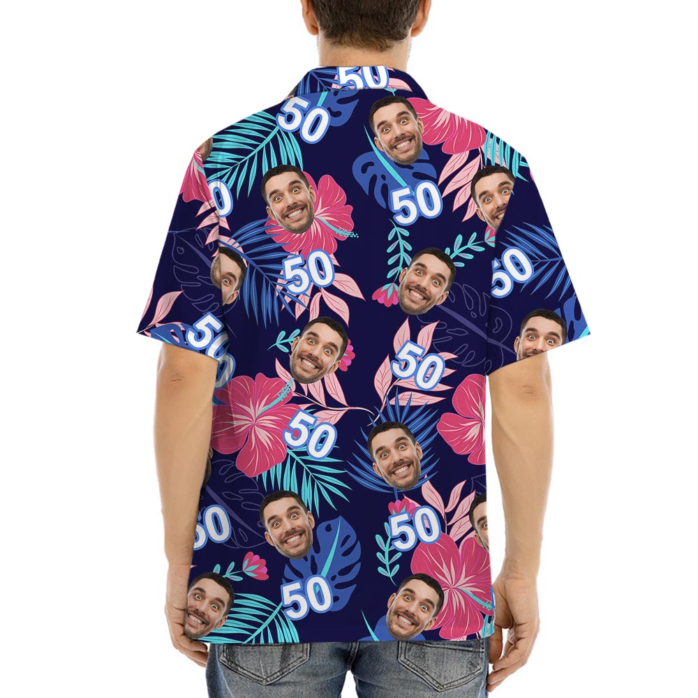 Personalized Birthday Tropical Shirt With Face And Age