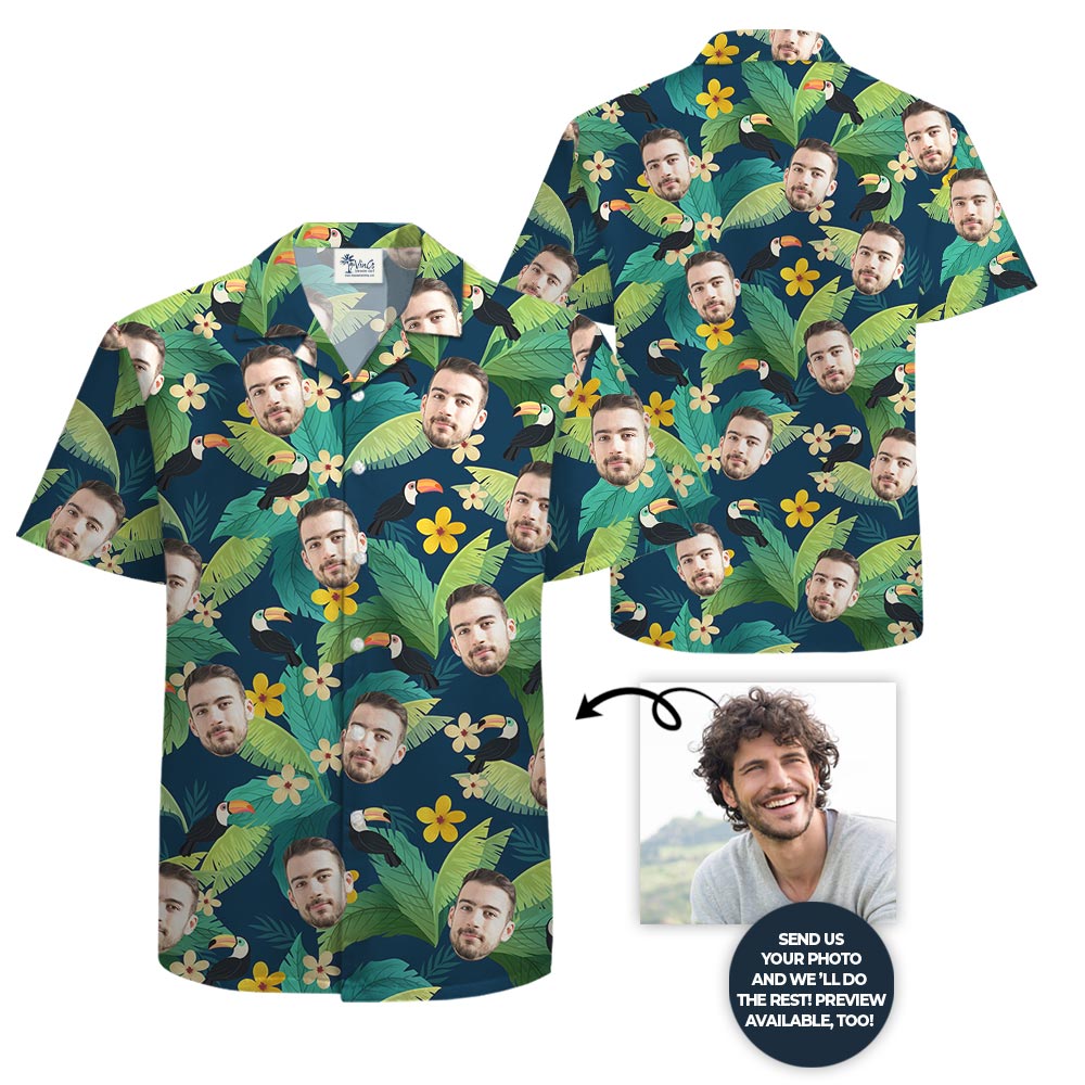 Custom Photo Toucan Tropical Shirt For Big And Tall Guys