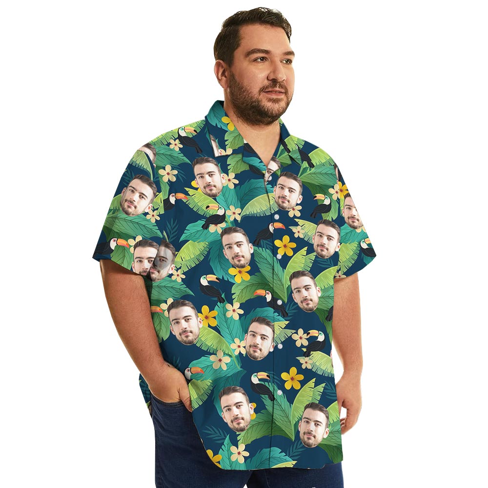 Custom Photo Toucan Tropical Shirt For Big And Tall Guys