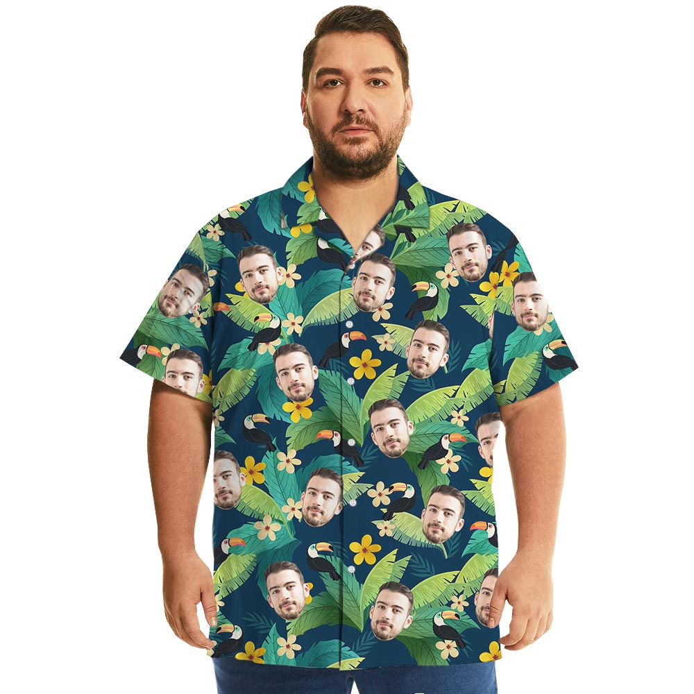 Custom Photo Toucan Tropical Shirt For Big And Tall Guys