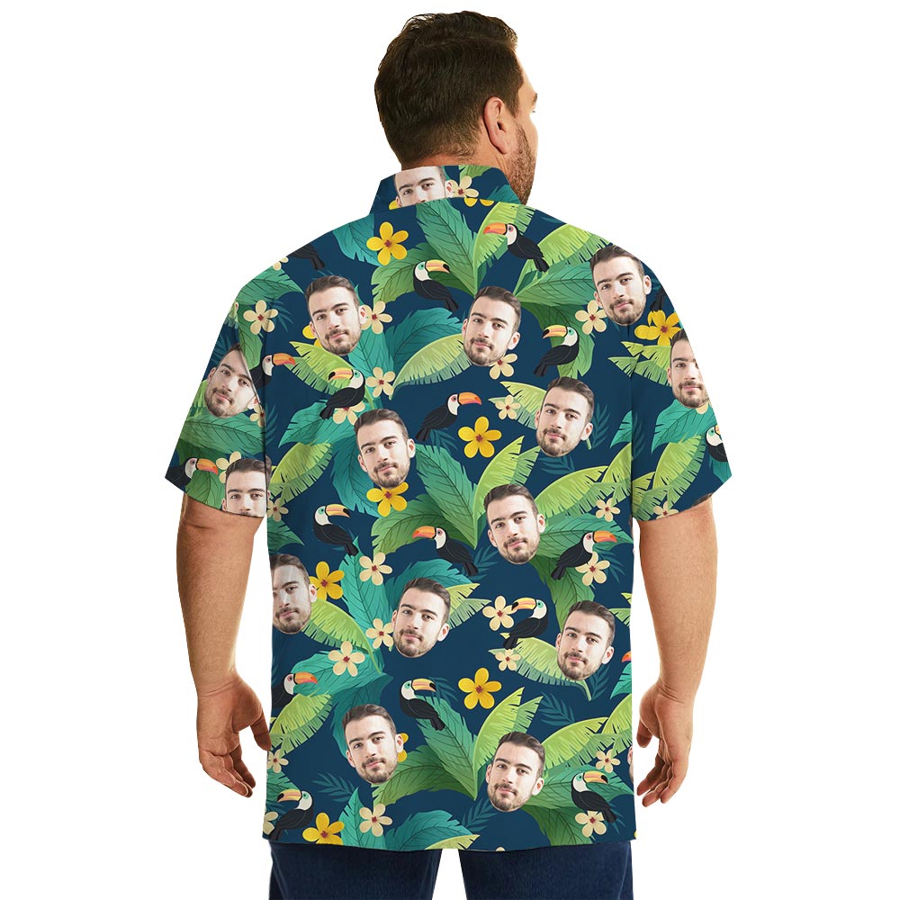 Custom Photo Toucan Tropical Shirt For Big And Tall Guys