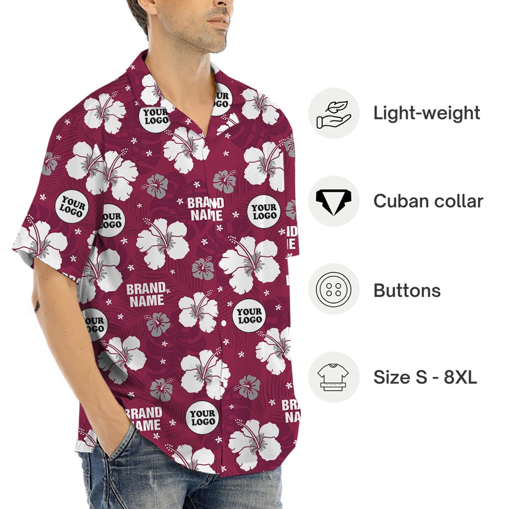 Oversized Pink Hawaiian Shirt With Custom Logo