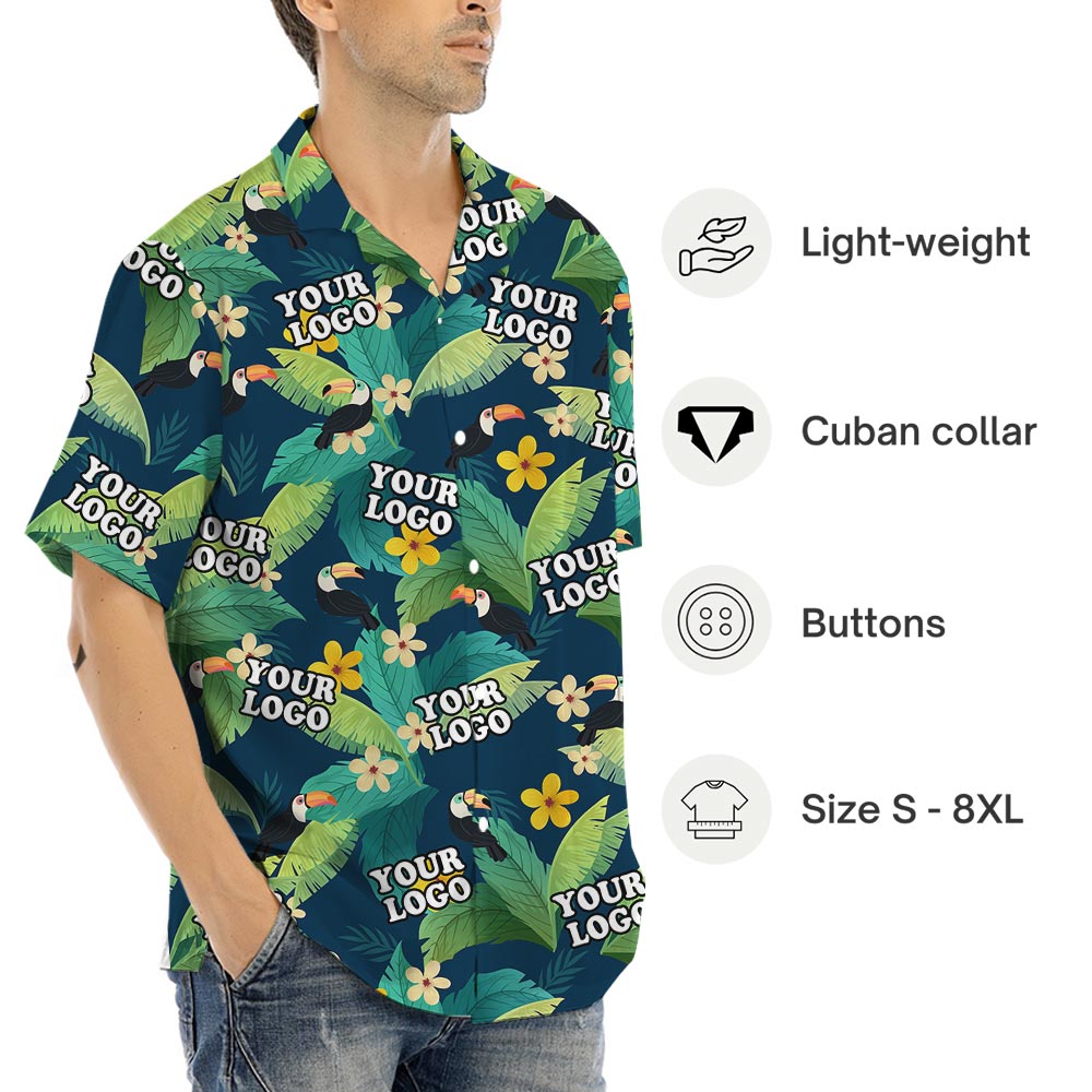 Custom Logo Toucan Tropical Hawaiian Shirt Plus Size