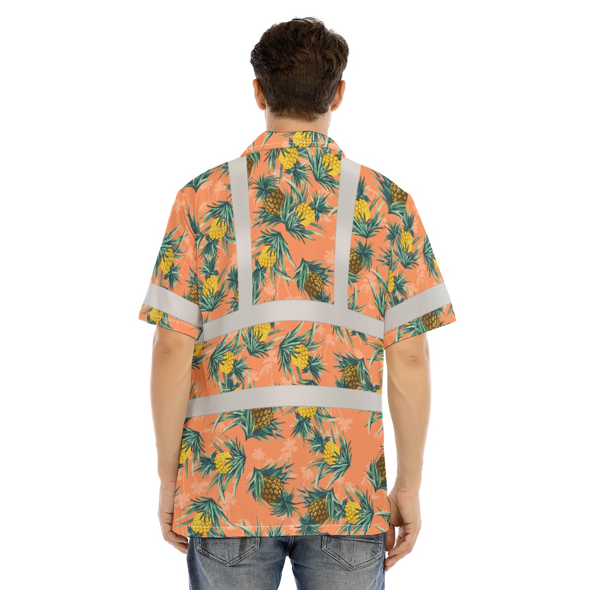 Orange Hawaiian Shirt With Reflective Stripe
