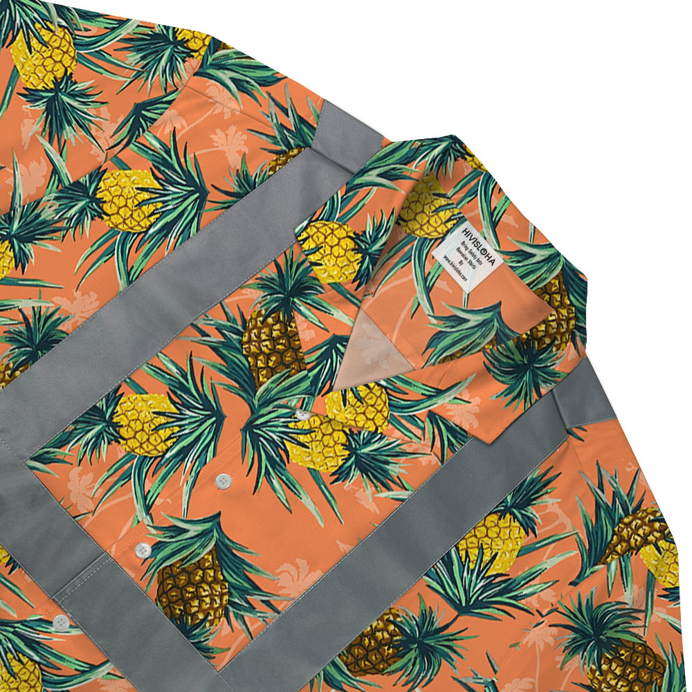 Orange Hawaiian Shirt With Reflective Stripe