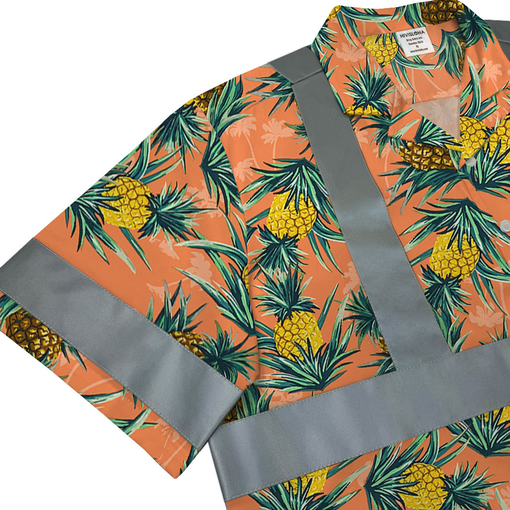 Orange Hawaiian Shirt With Reflective Stripe
