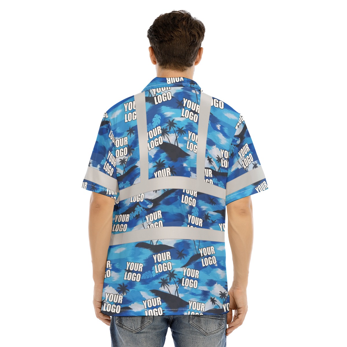 Custom Logo Hawaiian Construction Shirt With Reflective Strips