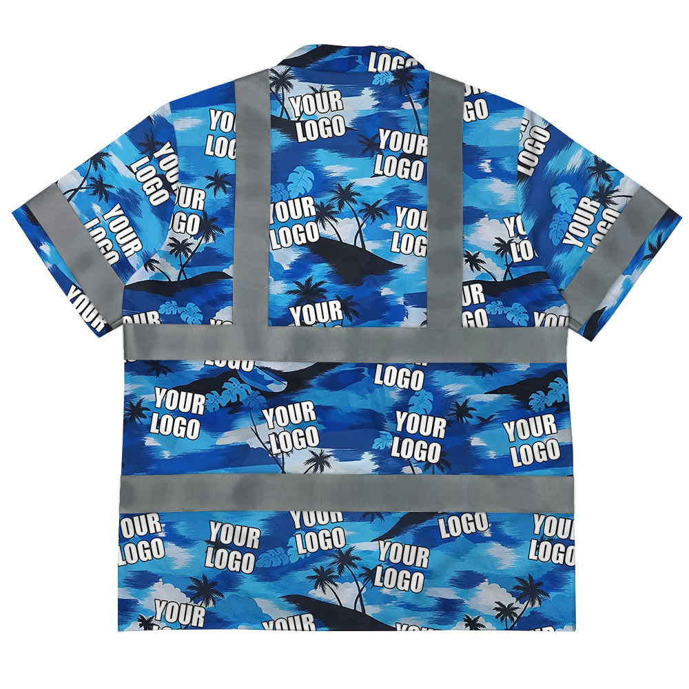 Custom Logo Hawaiian Construction Shirt With Reflective Strips