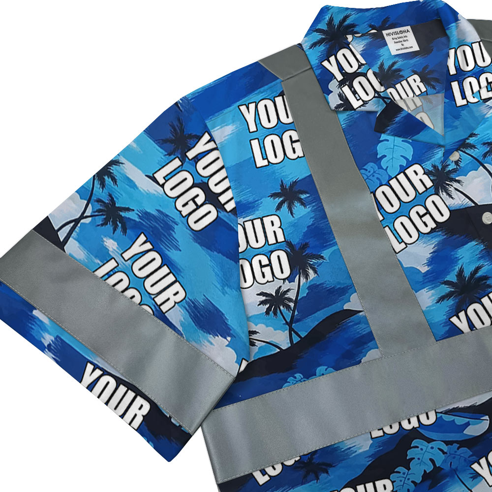 Custom Logo Hawaiian Construction Shirt With Reflective Strips