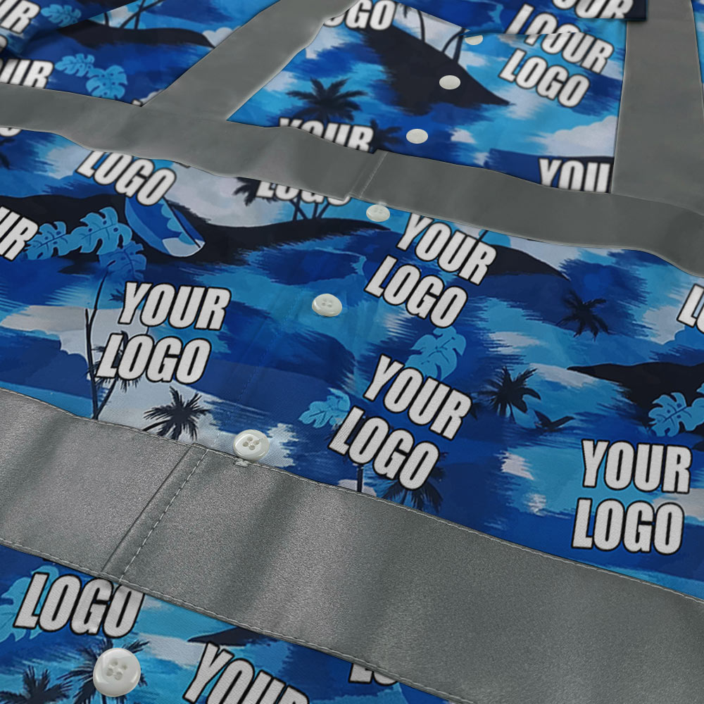 Custom Logo Hawaiian Construction Shirt With Reflective Strips