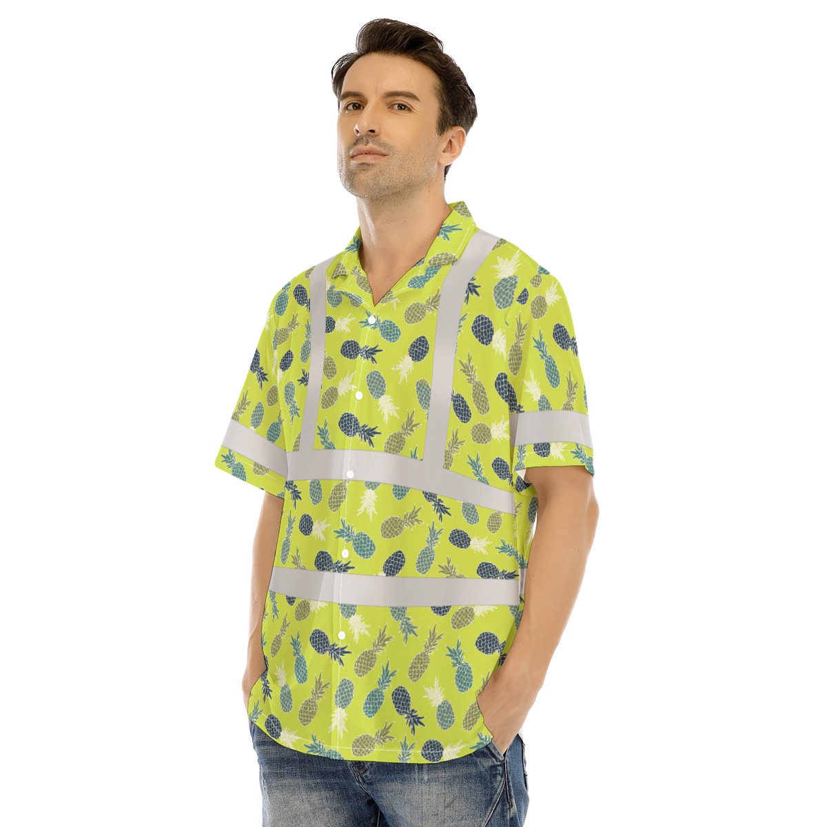 Pineapple Lime Hi Vis Hawaiian Shirt