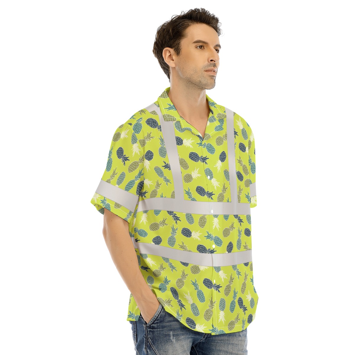 Pineapple Lime Hi Vis Hawaiian Shirt