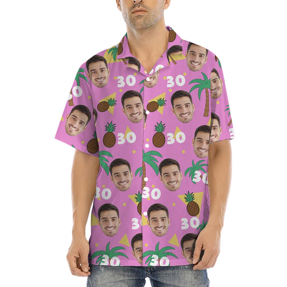 Birthday Pink Hawaiian Shirt With Face - variant image 1