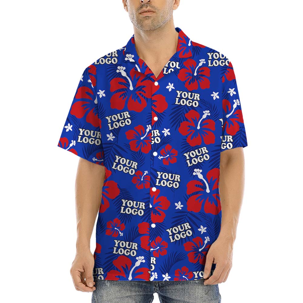 Hibiscus Button Up Shirt With Custom Logo Or Photo - variant image 1