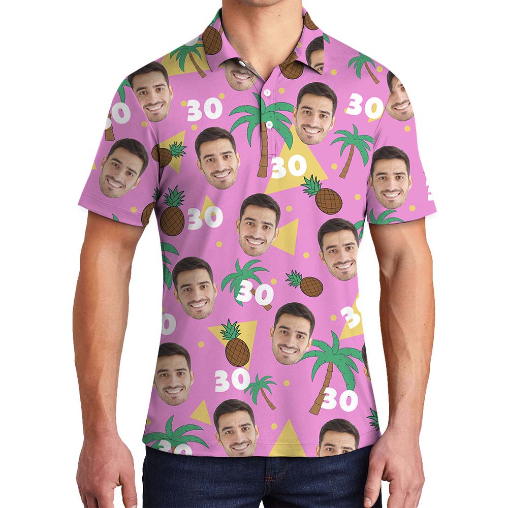 Birthday Men and Women Polo Shirt With Custom Face And Age - variant image 1