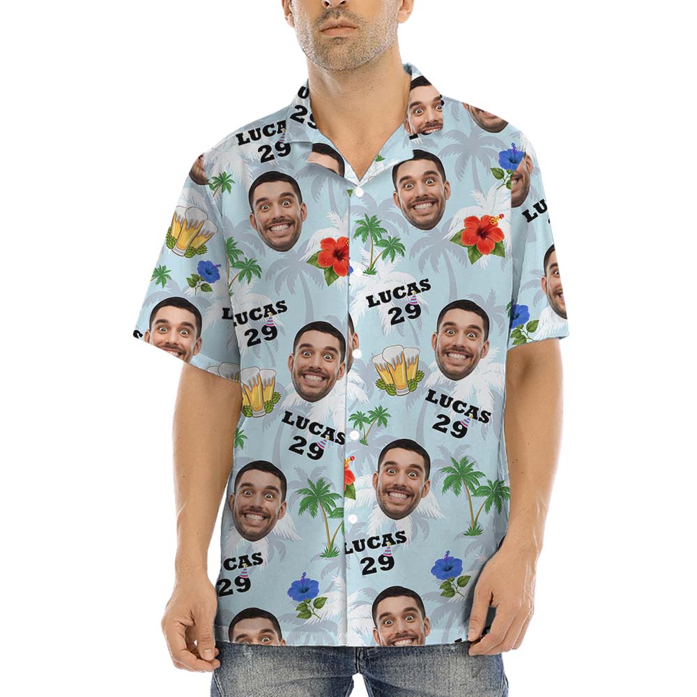 Birthday And Beer Hawaiian Shirt With Custom Face - variant image 1
