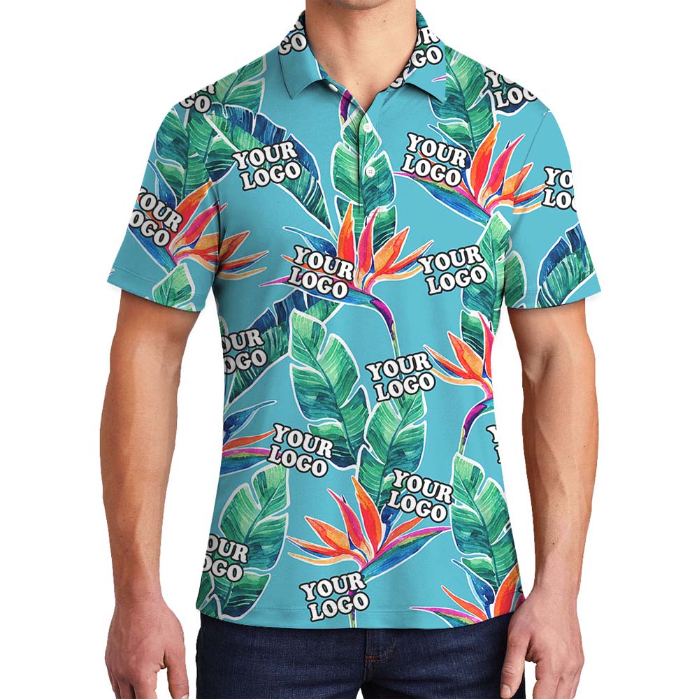 Custom Face Or Logo Blue Polo Shirts For Men And Women - variant image 1