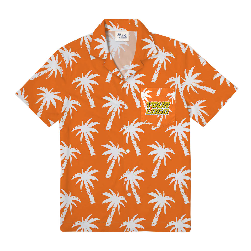 Palm Trees Orange Aloha Shirt With Custom Pocket - variant image 1