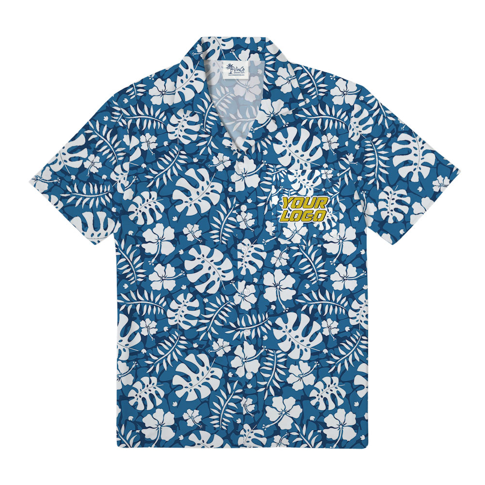 Blue Pocket Aloha Shirt With Custom Company Logo - variant image 1