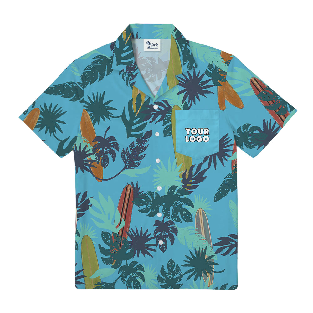 Custom Company Logo Tropical Pocket Hawaiian Shirt - variant image 1