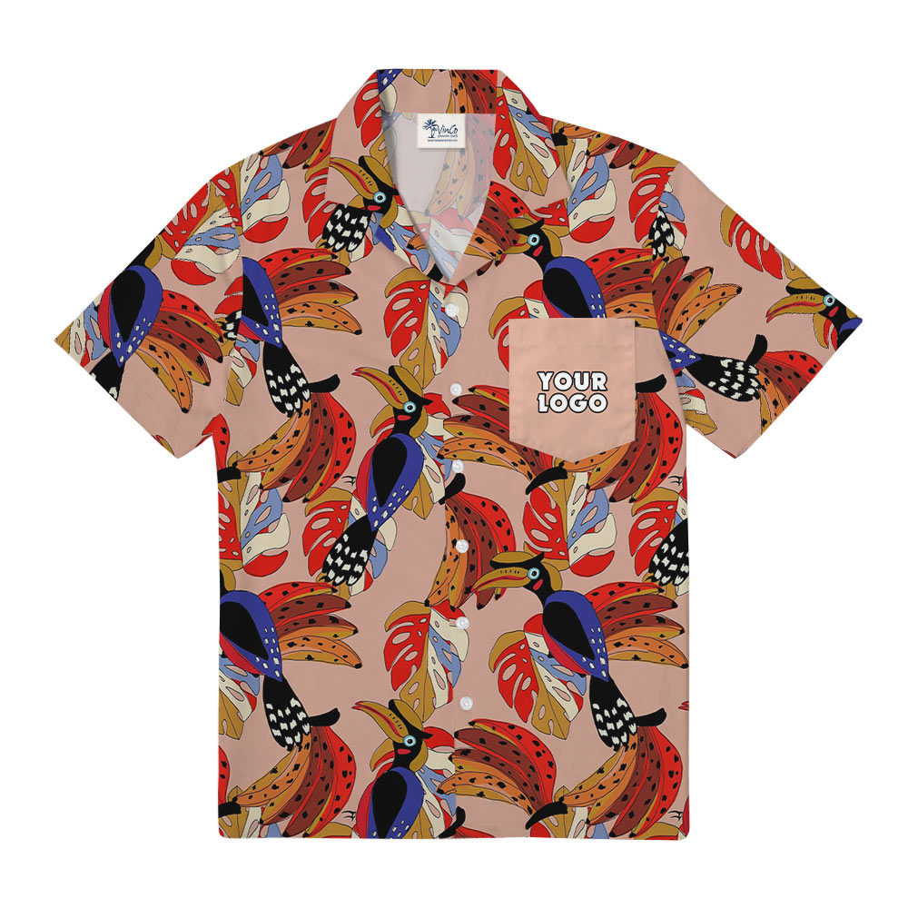 Tropical Parrot Hawaiian Shirt With Custom Logo Pocket - variant image 1