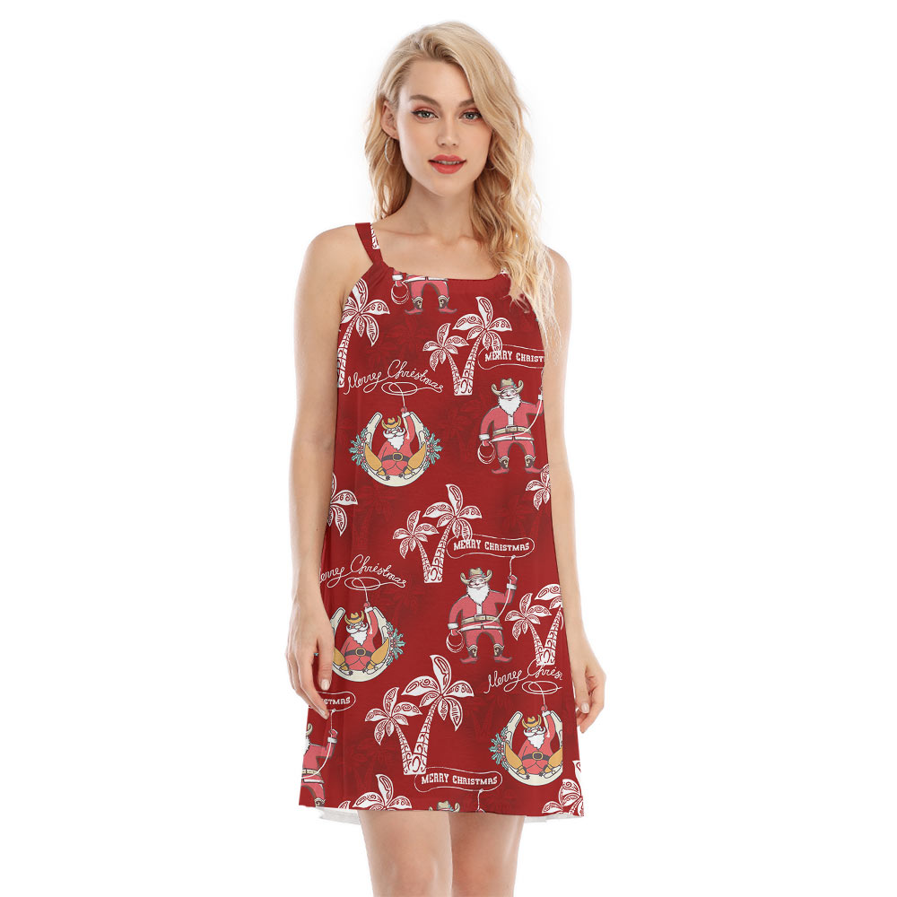 Vintage Cowboy Santa Claus Red Cami Dress - variant image 1