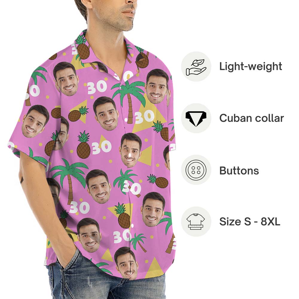Birthday Pink Hawaiian Shirt With Face