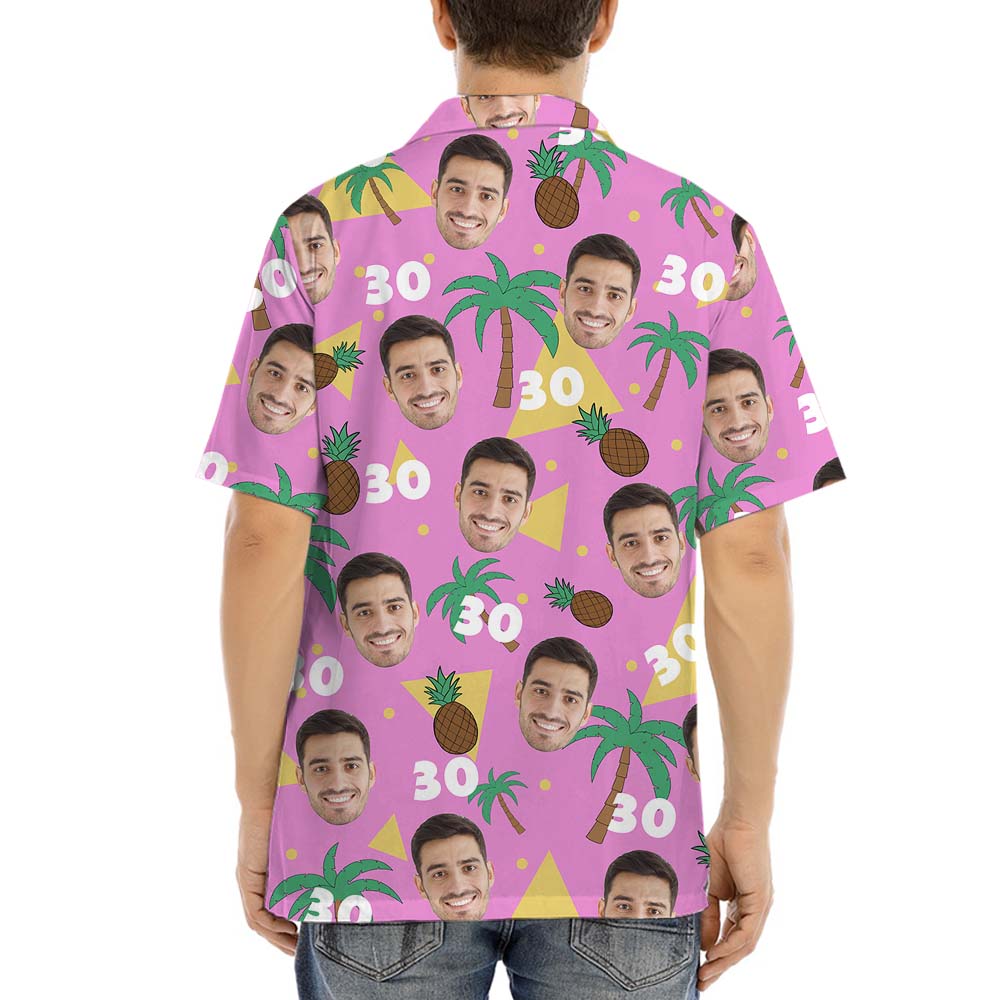 Birthday Pink Hawaiian Shirt With Face