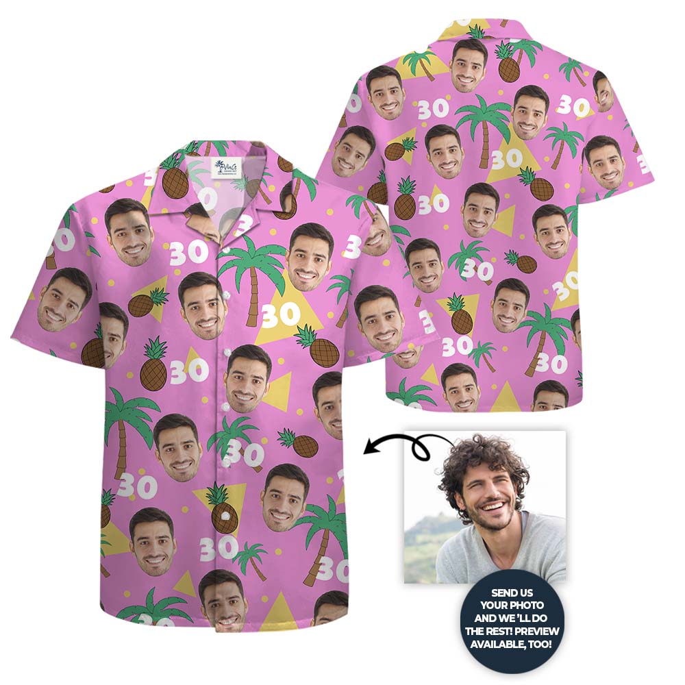 Birthday Pink Hawaiian Shirt With Face