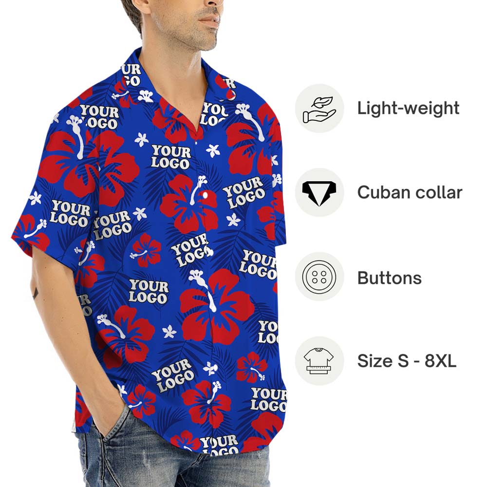 Hibiscus Button Up Shirt With Custom Logo Or Photo