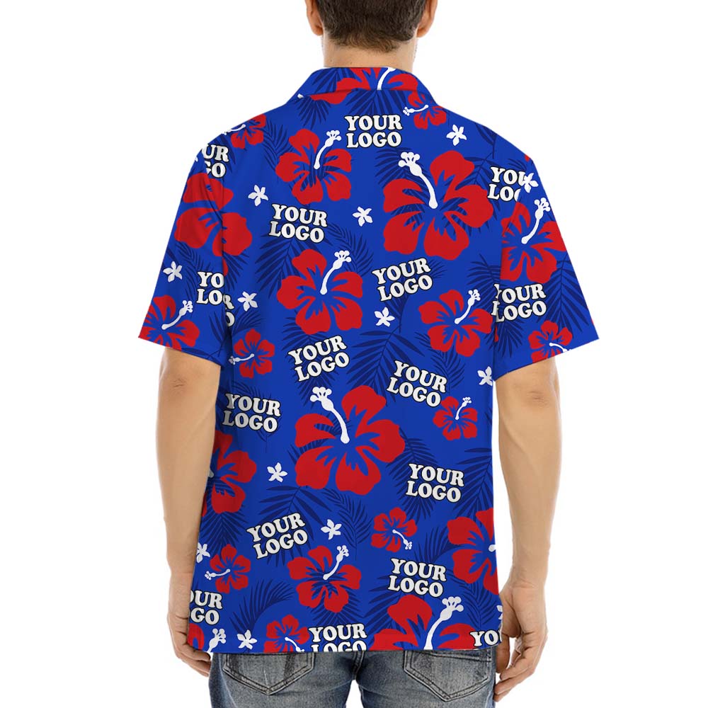 Hibiscus Button Up Shirt With Custom Logo Or Photo
