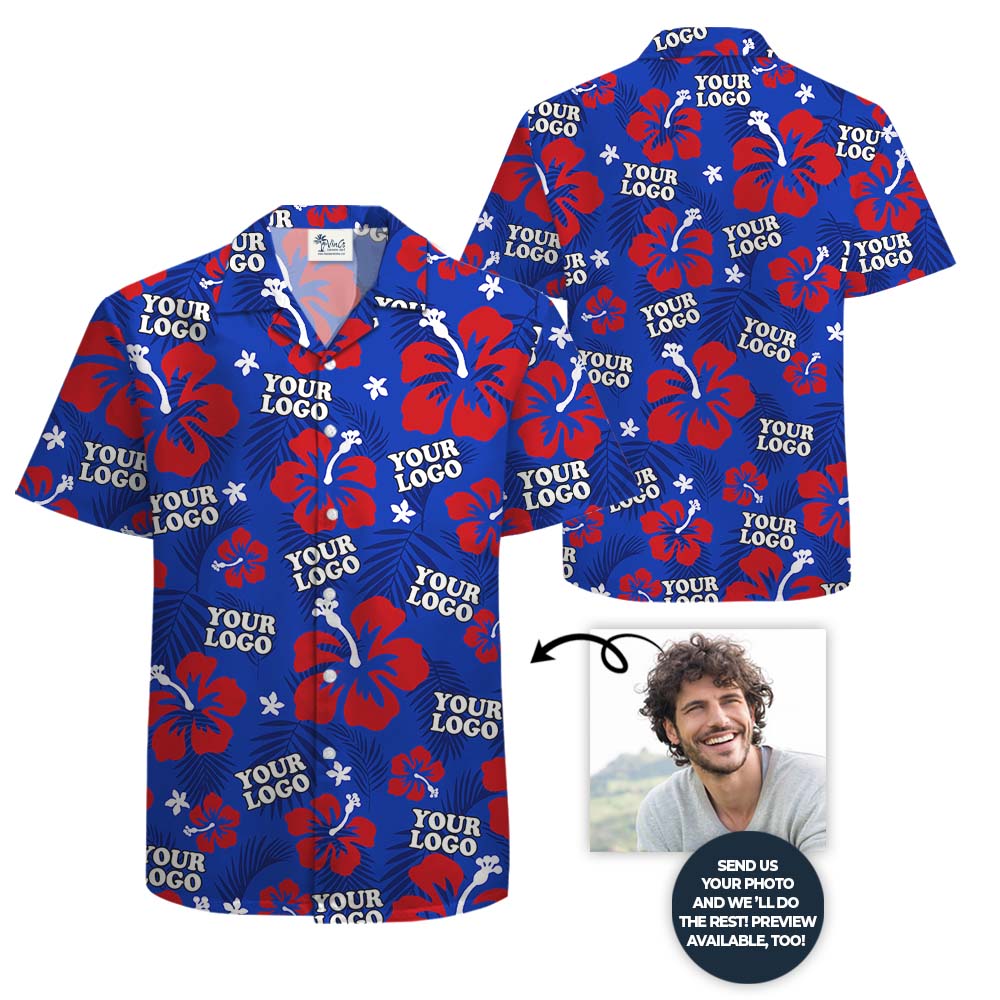 Hibiscus Button Up Shirt With Custom Logo Or Photo