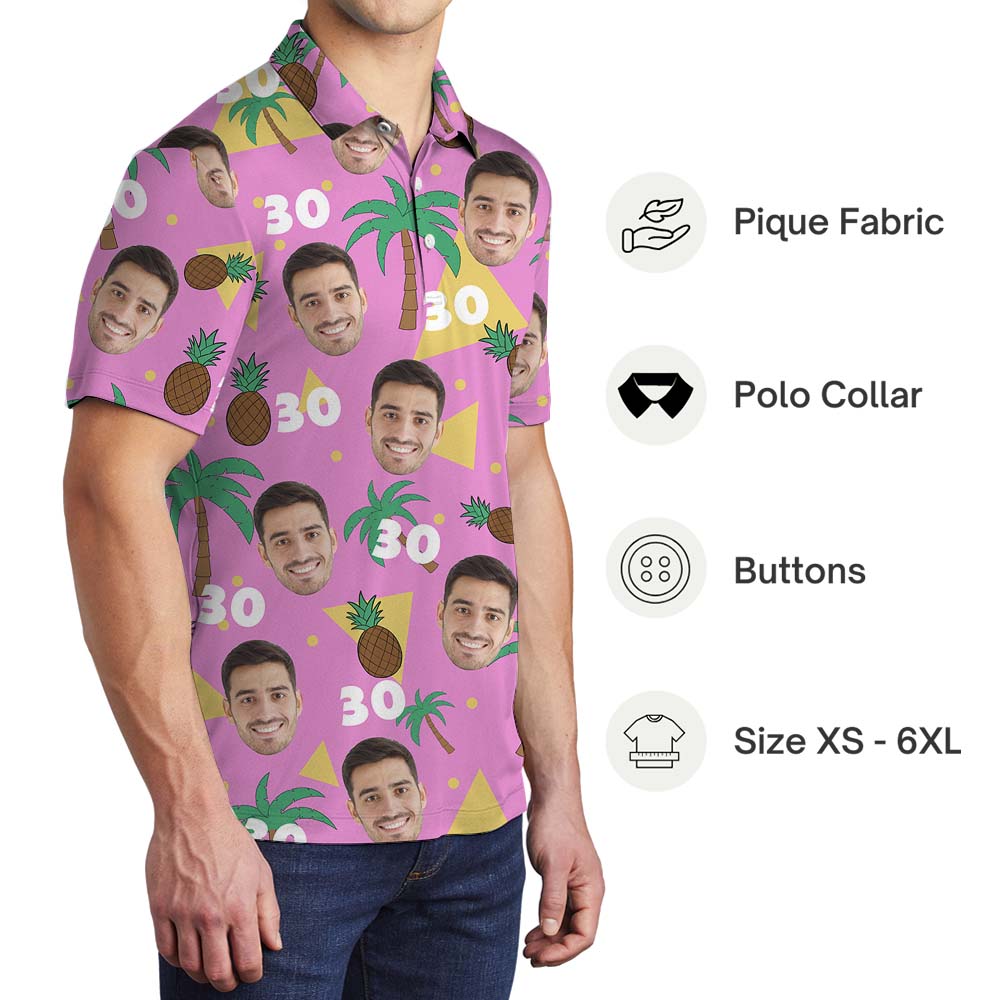 Birthday Men and Women Polo Shirt With Custom Face And Age