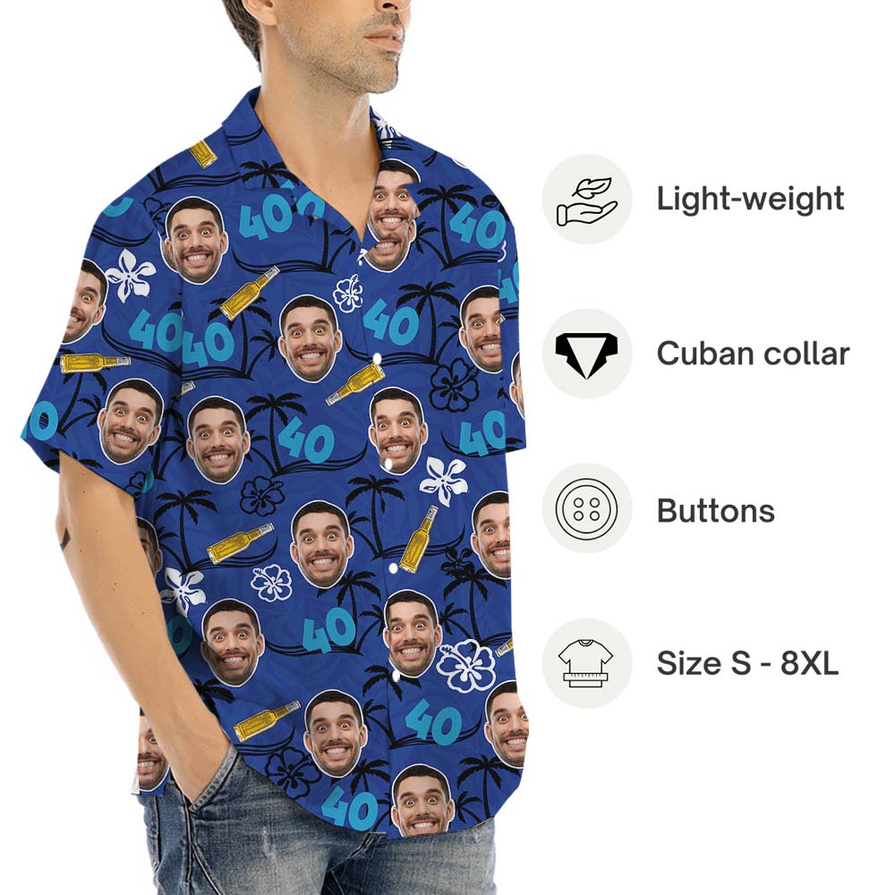 Birthday Party Tropical Button Up Shirt With Faces