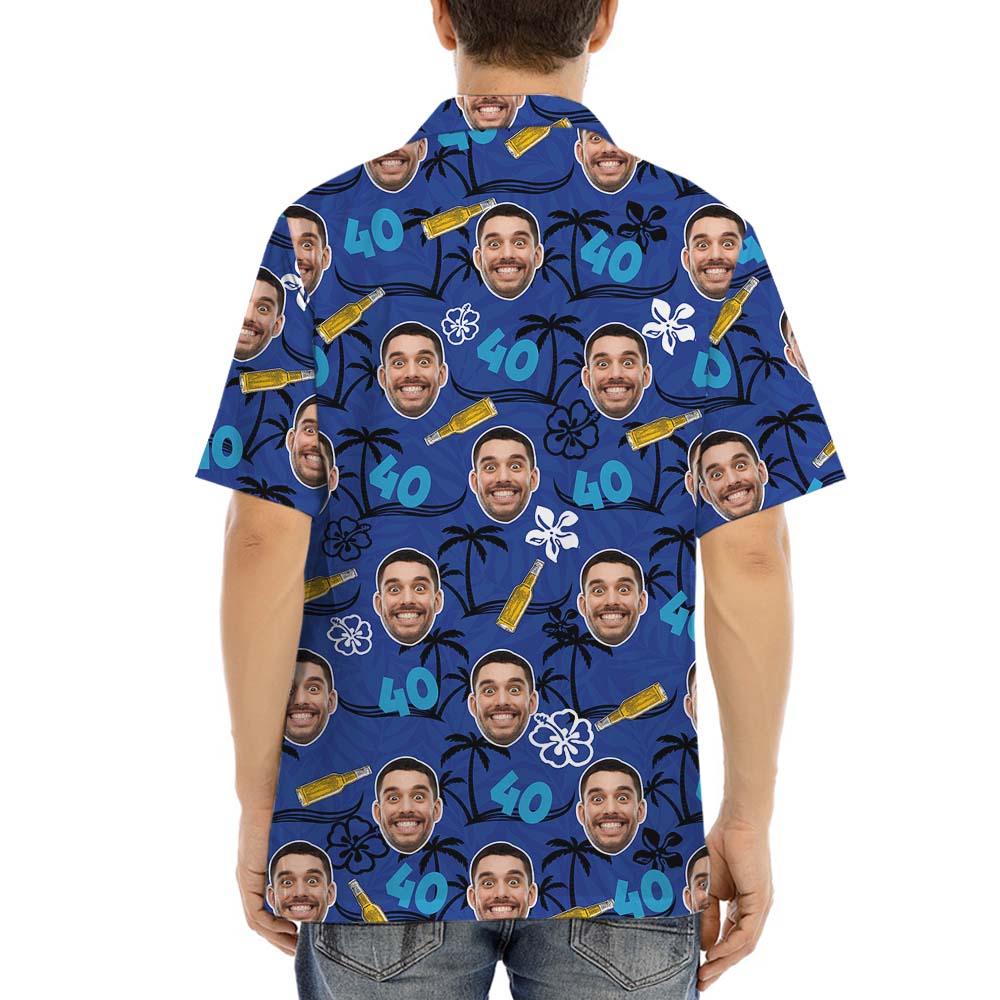 Birthday Party Tropical Button Up Shirt With Faces