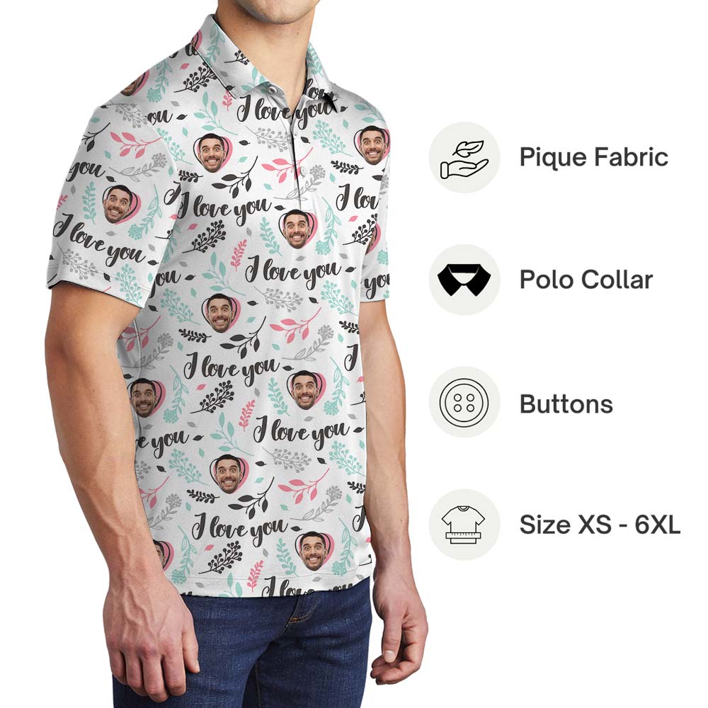 Personalized Face Valentine Couple Polo Shirt