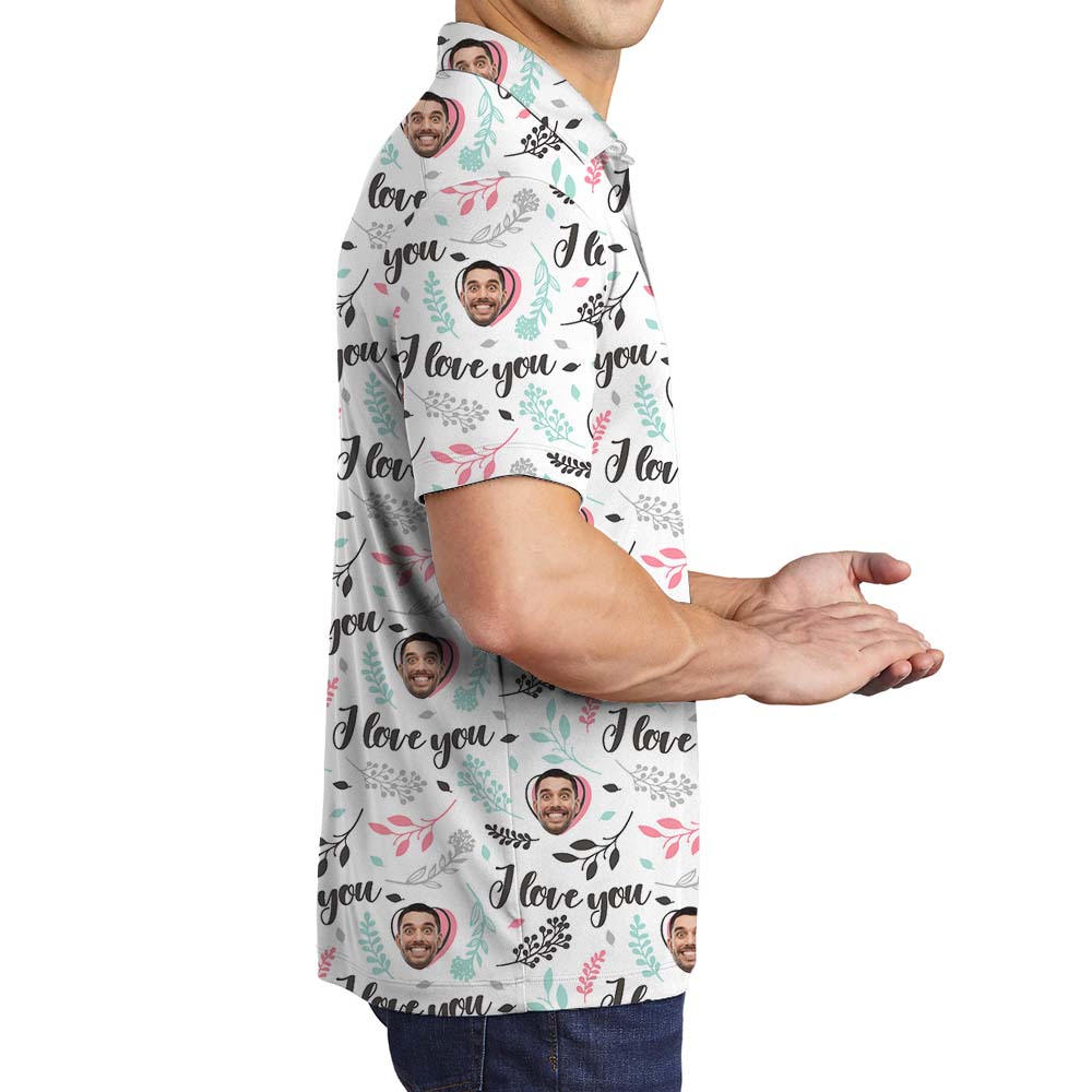 Personalized Face Valentine Couple Polo Shirt