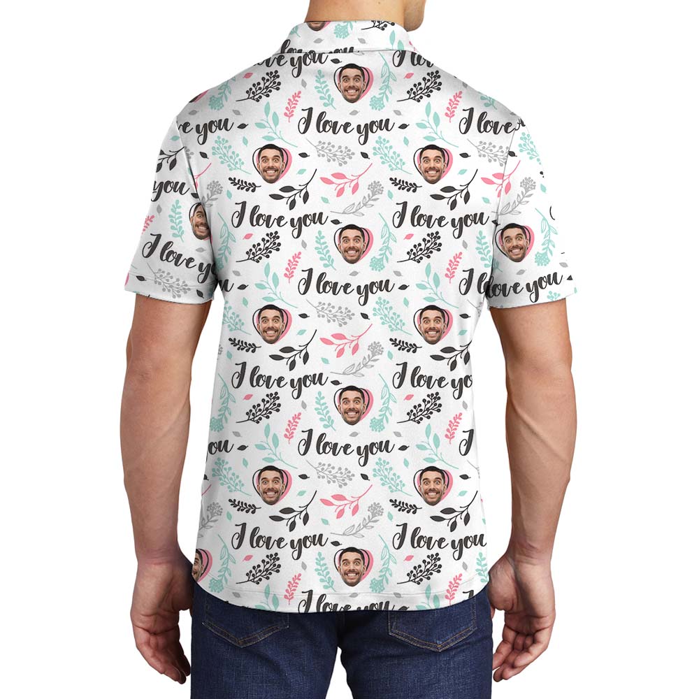 Personalized Face Valentine Couple Polo Shirt
