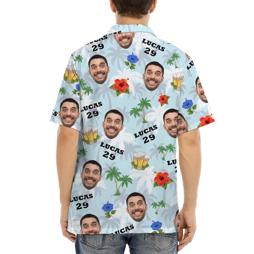 Birthday And Beer Hawaiian Shirt With Custom Face