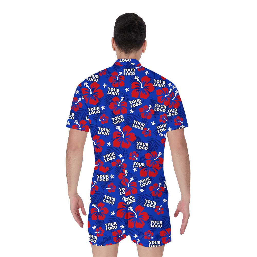 Tropical Flower Men's Romp-him With Face Or Logo