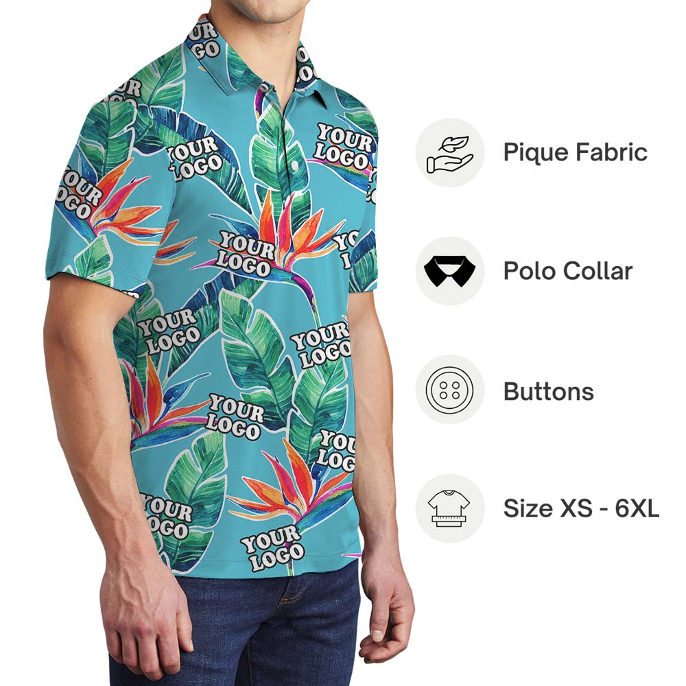 Custom Face Or Logo Blue Polo Shirts For Men And Women