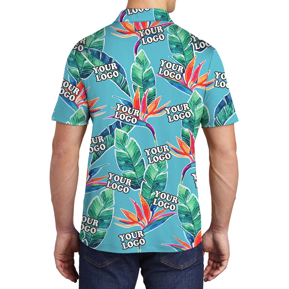 Custom Face Or Logo Blue Polo Shirts For Men And Women