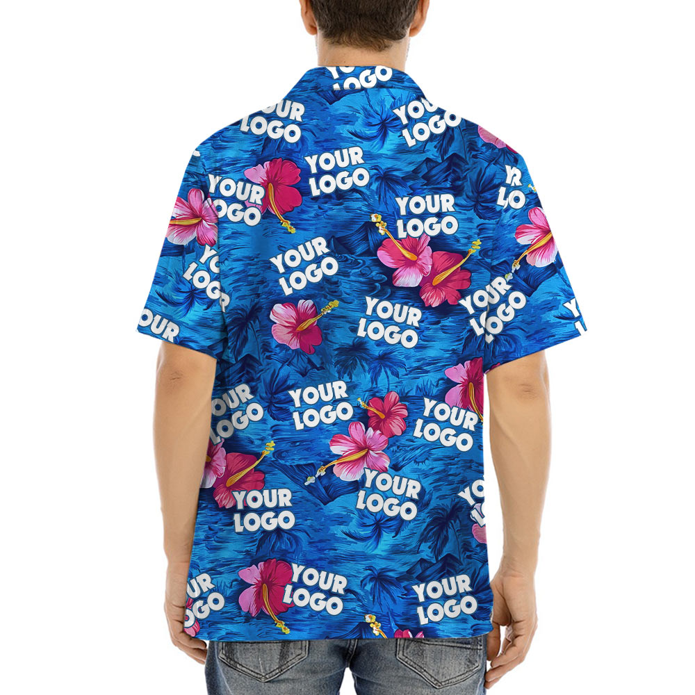 Custom Hibiscus Navy Hawaiian Shirt With Face And Logo
